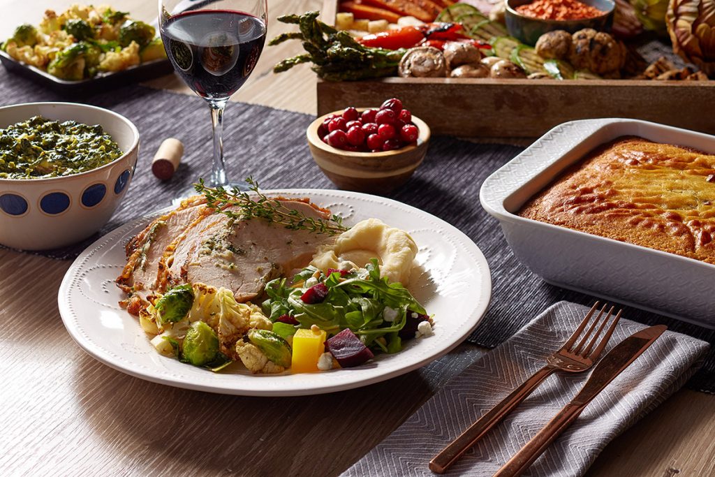 Thanksgiving dinner spread