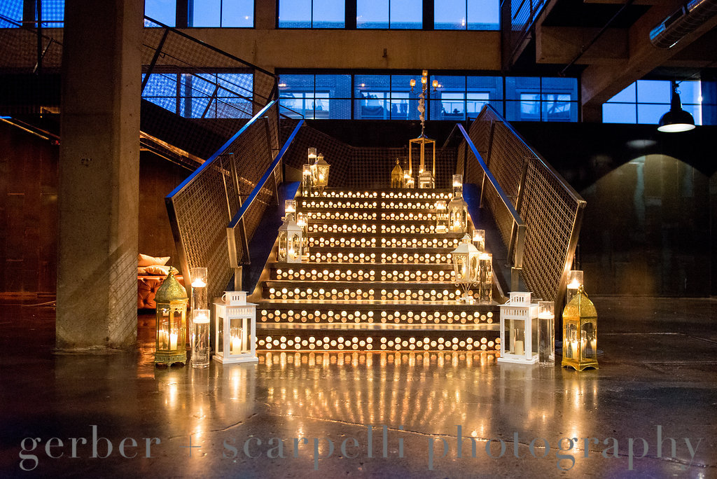 Decorated staircase for chicago wedding