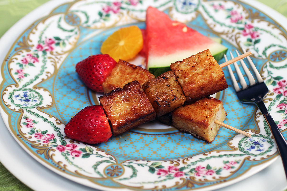 Full Size French Toast Kebobs with Grilled Pineapple and Strawberries