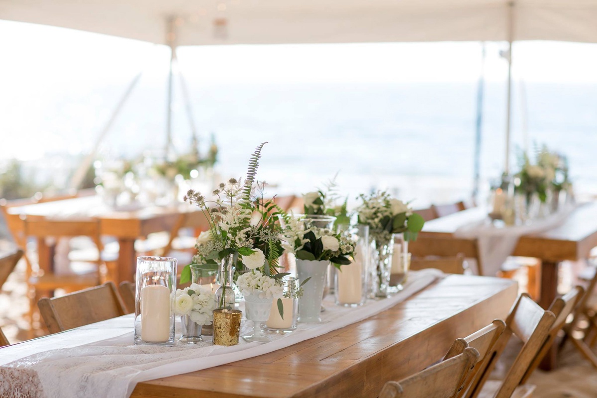 Wedding table arrangement in South Haven