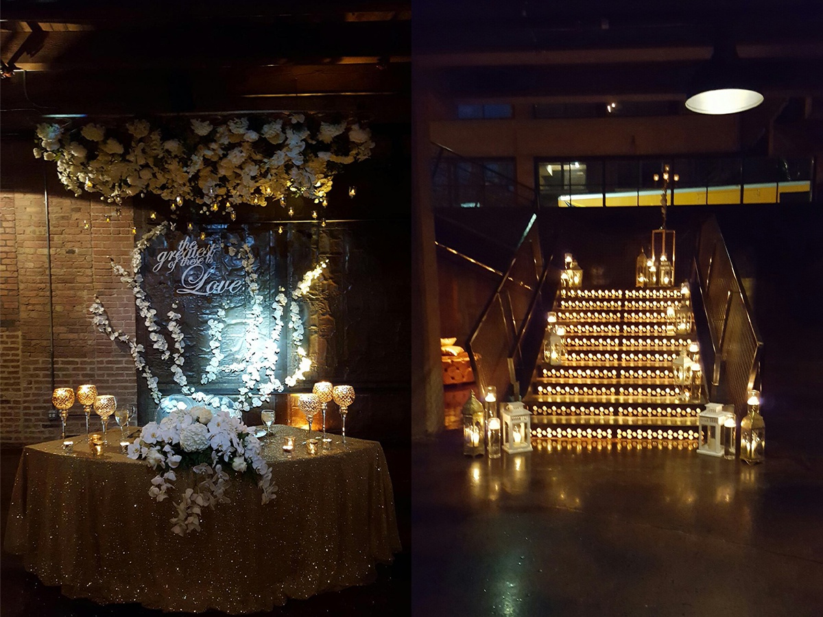 Couple's table at Morgan Manufacturing, arranged with only one month prep time